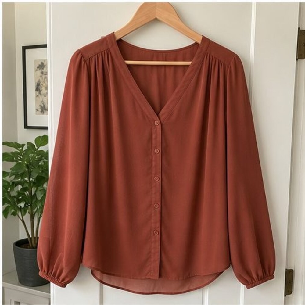 Rust Lace Trim Top